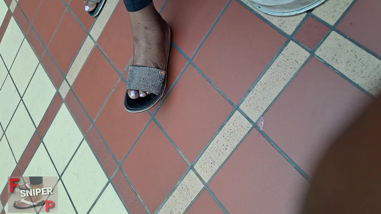 Foot Patrol: Working Lady Ebony with BBW Feet with Pink Toes