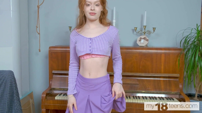 My 18 Teens: My18teens - a Stunning Redhead Girl Fingers Her Pussy in a...