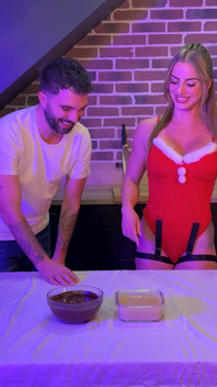 The Naughty Christmas Recipe Love and Chocolate - Gaël Fucks the Busty Blonde with the Little Angel in the Ass