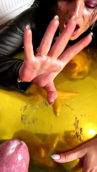 Shiny Inflatable Balloon Fetish. Leather Smoking, Spitting and Double Cum Licking