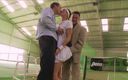 Femdom Sex: Hot threesome at tennis court