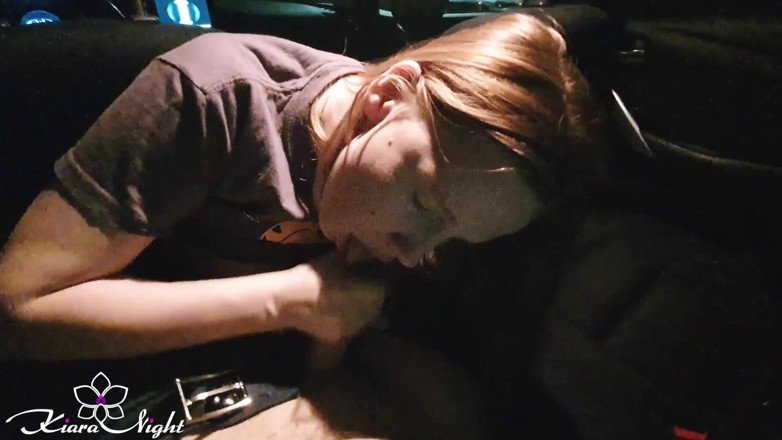 Kiara Night: Hot blonde deepthroats cock taxi driver in the car - cumshot...