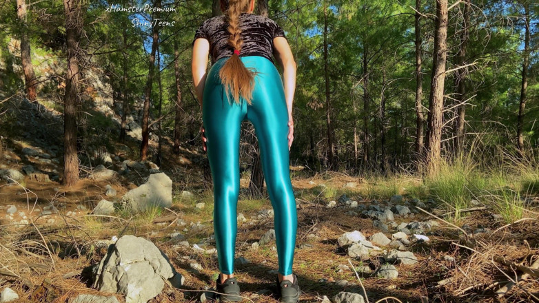 Shiny teens: Shiny LEOHEX leggings(peacock color outdoors)