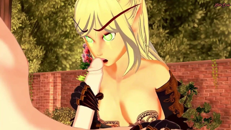 Hentai Smash: Hot Warcraft Elf in lingerie does 69 then gets mouth fucked,...