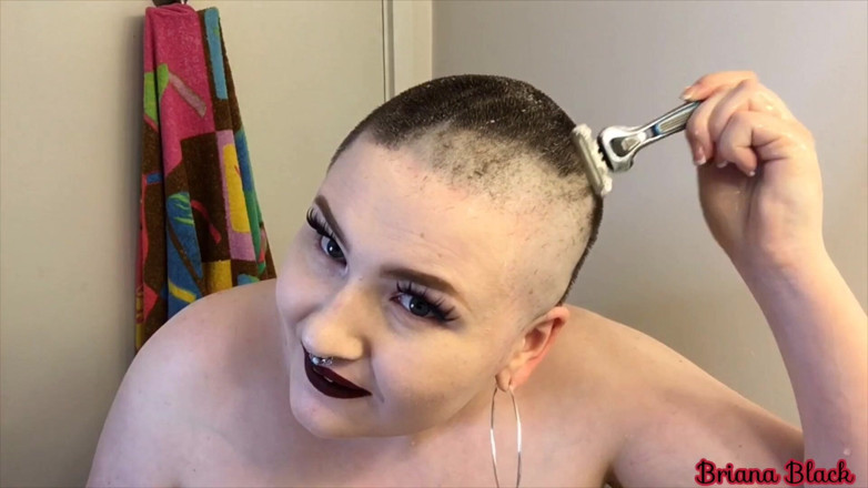 Briana Black: Smooth head shaving custom