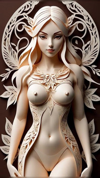 Lustrender Papercraft desnuda elf girl slideshow - sexy kirigami elf coño y tetas