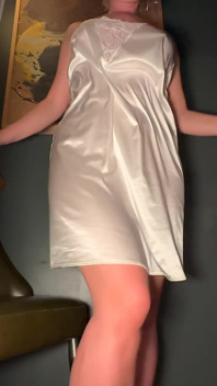 Big Ass Lady in White Satin Dress Gets Cum Dripping Pussy - Barefoot, Projectfundiary