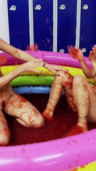 Sexy and hot play with their bodies in the pool