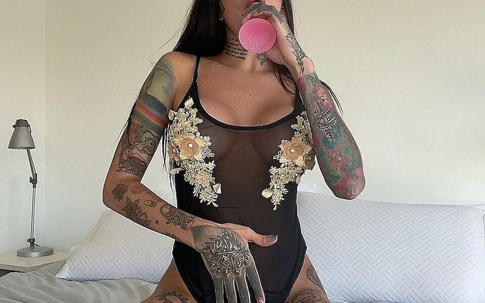 Latinx babe: Brunette and Her Jelly Glittery Dildo