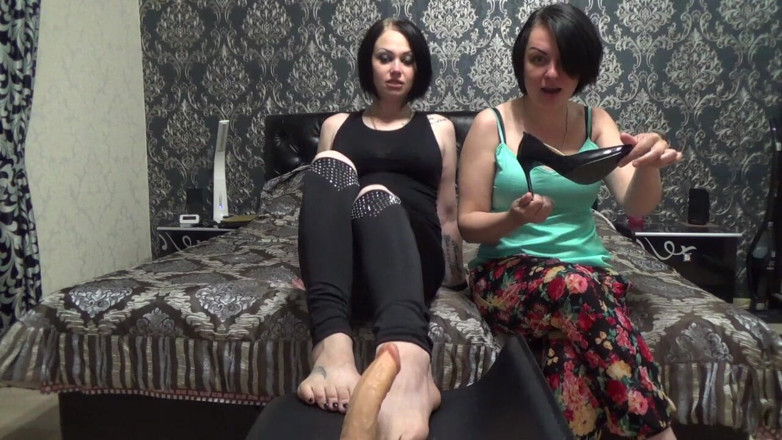 Goddess Misha Goldy: Cock and balls destroying from 2 stepsisters! Ballbusting and boot domination...