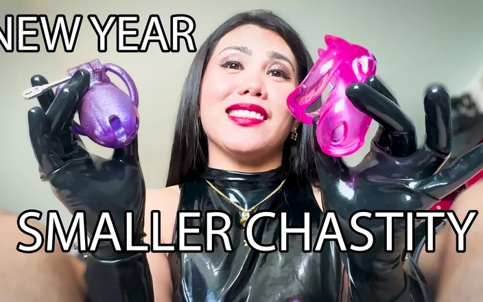 DominaFireOfficial: Chastity Shrinking &amp; Milking Session