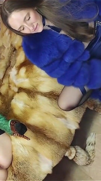 Lesbian Fur Fetish Fucking with Strapons, Tons of Fur, Huge Squirts on Fur Coat
