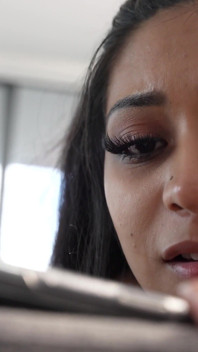 Skinny Latina Plays with Her Tight Pussy While Watching Porn