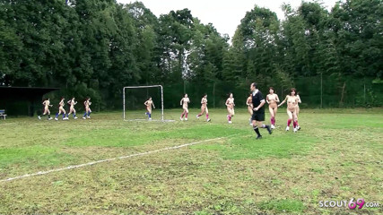 Asian porn collection: Threesome Japan teen fuck after soccer game with coach