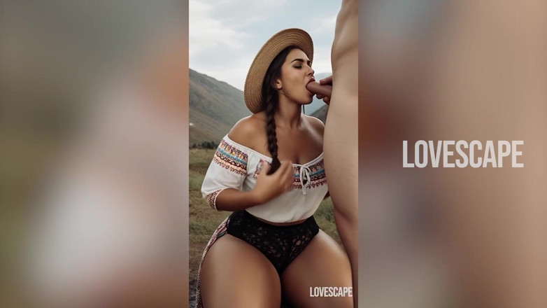 Lovescape: Büyük götlü dağ köylüsü hatun - doğal zirvelerin ortalarında yarağı derine...