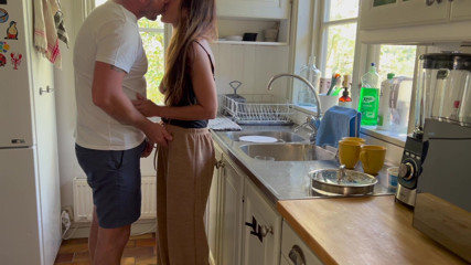 LoveAndRopes: Husband Gets Horny Watching Hot MILF Wife Doing the Dishes,...