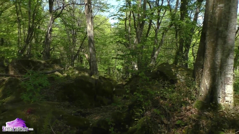 Edita Fantasy: Girl walking in forest decided fingering - publicly undressed