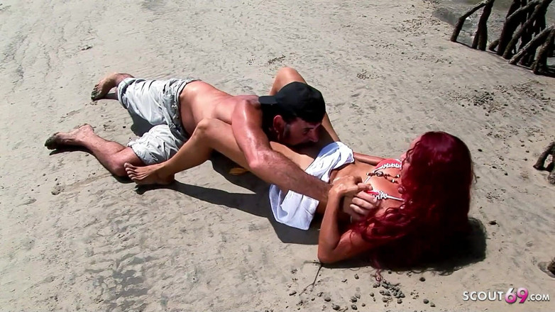 Full porn collection: Redhead teen Marcia is fucked right on the beach by...