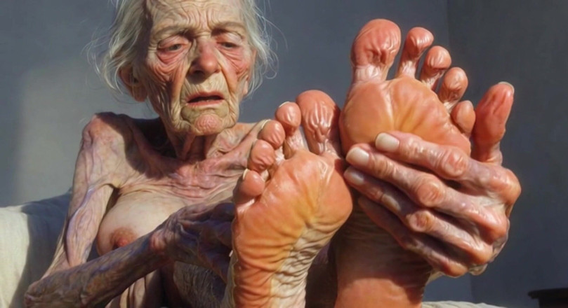 YOUR BEST FANTASY: Granny Foot Oil Play - Self Massage Makes Her Horny and...