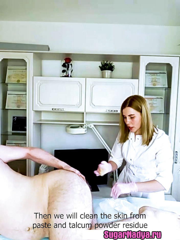 SugarNadya: 彼の陰茎に保護キャップを持つクライアントのためのSugarNadyaによる異常な脱毛