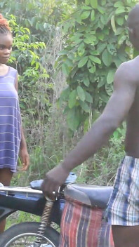 Very Day Man of Uganda Enjoying Himself with His Black Big Boobs Girlfriend in Outdoor Sex on His Bike 014