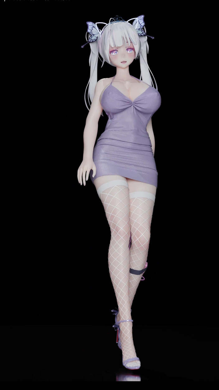 MikuMotion: Exid - гарячі рожеві білі ажурні панчохи; Анальна пробка; Твін Хвостики