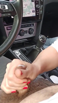 Public Bitch Quick Blowing Stranger in Car on Parking with so Small Dick He Cannot Fuck Her