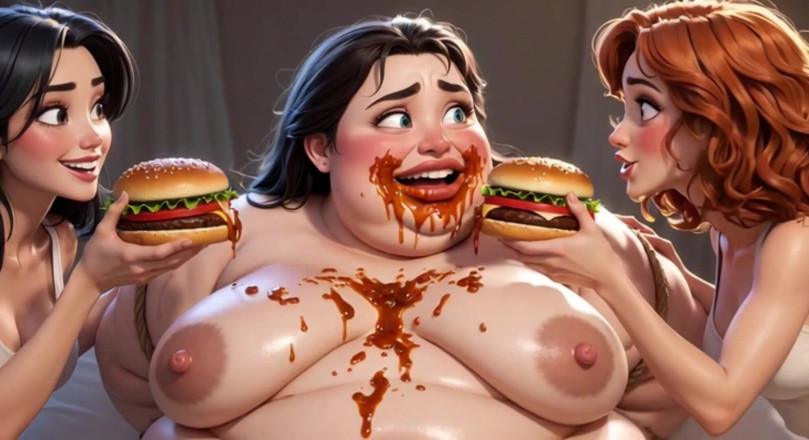 YOUR BEST FANTASY: Obese Ugly Slave Covered in Food - Humiliated by Gorgeous Mistresses