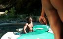 Real Swingers: Hot ebony babes are getting fucked by the pool