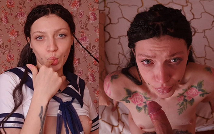 Lola Rozzie: Cutie in Japanese College Girl Costume Gets a Big Cock...