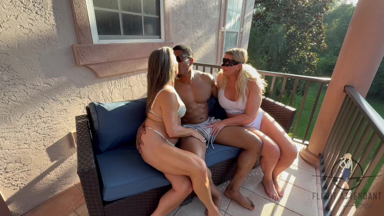 Flight Attendant Fiona: Morning Coffee with Some Cream Threesome
