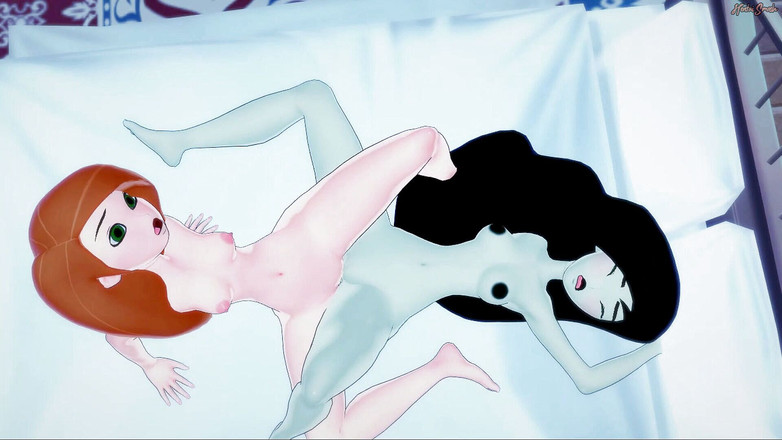 Hentai Smash: Kim posible comiendo el coño de Sheego antes de tijera -...