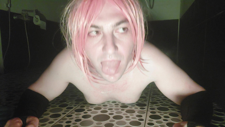 Kitty_Cross: Pretty Femboy Having Bath Colorful Lights Ambience Big Natural Tits