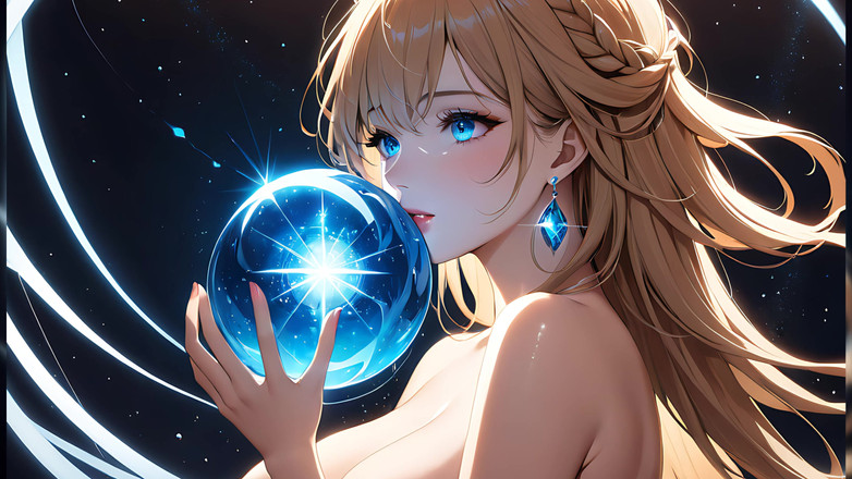 LustRender: Whispers of Magic - Ai Girl dan Orb yang bercahaya