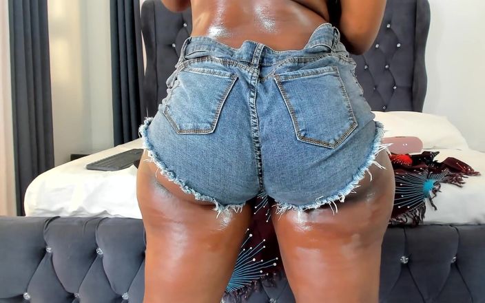 Perfect black ass: Jack off to my perfect black ass in booty shorts,...