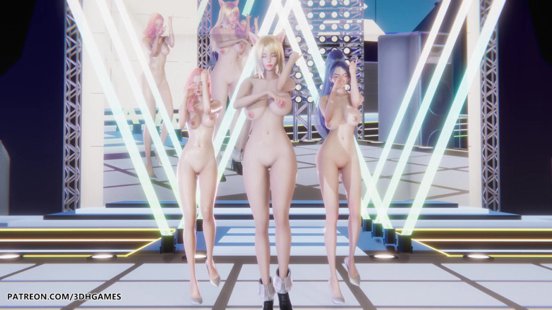3D-Hentai Games: Red Velvet - Russian Roulette Ahri Evelynn Akali Sexy Naked Dance...