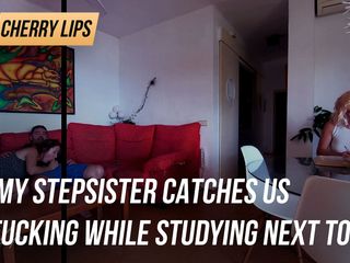 Cherry Lips: My stepsister catches us fucking while studying next to us