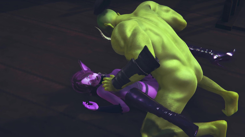 Waifu club 3D: Elf gets pussy creampie from big orc
