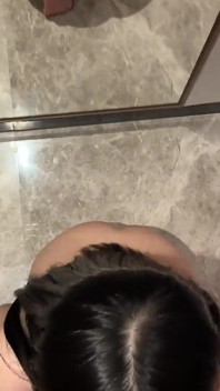 Blowjob in Mirror with Asian Stepsister