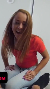 Step sister caught step bro jerking off and lets him fuck her tight pussy