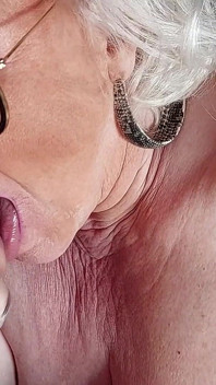 Horny Granny Fingers Wet Pussy to Shaking Orgasm