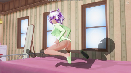 H3DC: 3D HENTAI. Lovely girlfriend in green pajamas reverse cowgirl