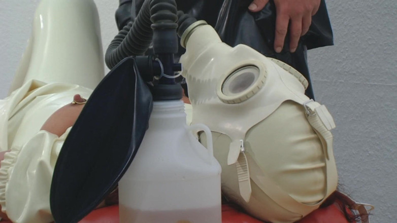 Rubber & Clinic Studio - 1ATOYS: Rubber masturbation with gas-mask