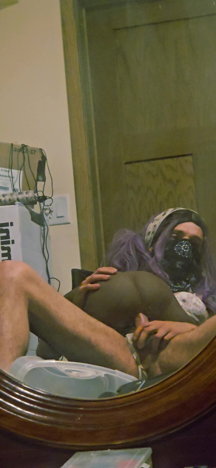 Natalie Slax: Purple-haired Sissy Slut in Lace - Tgirl Creampie &amp; Cum Play