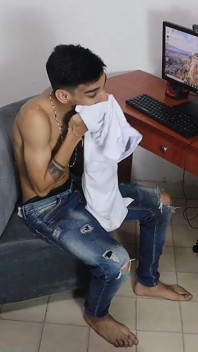 Real Amateur Sex, My Handsome Stepbrother Goes to His Room and I See That He Touches His Penis