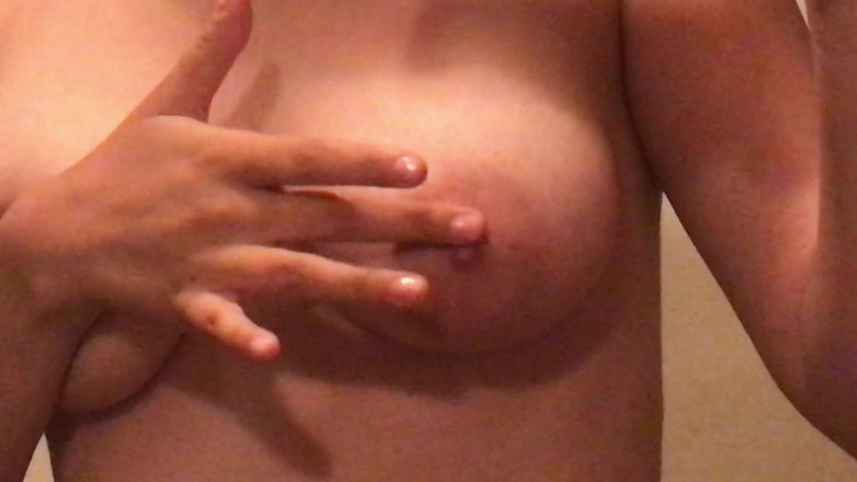 Anjelika Grey: 18 years sexy girl squeezes her big tits