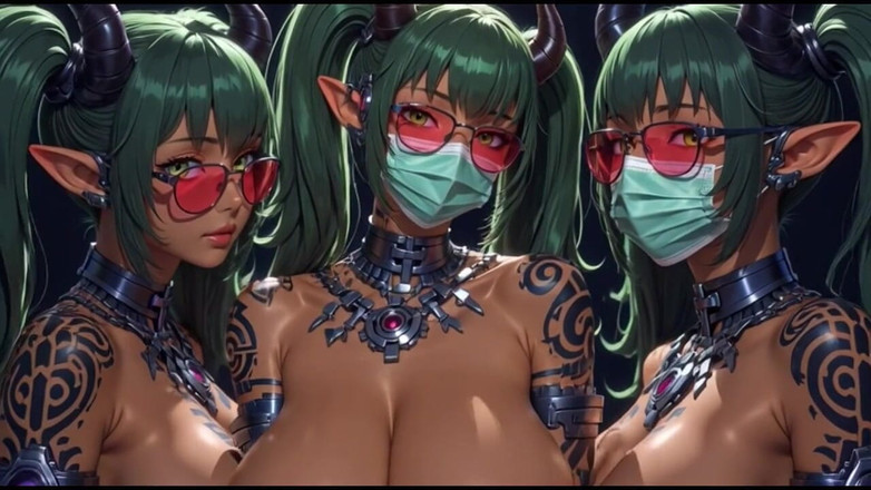 Hot girl dancing: 149. Green Cyberpunk Sexy Girl Topless Dance and Bounce Ass...