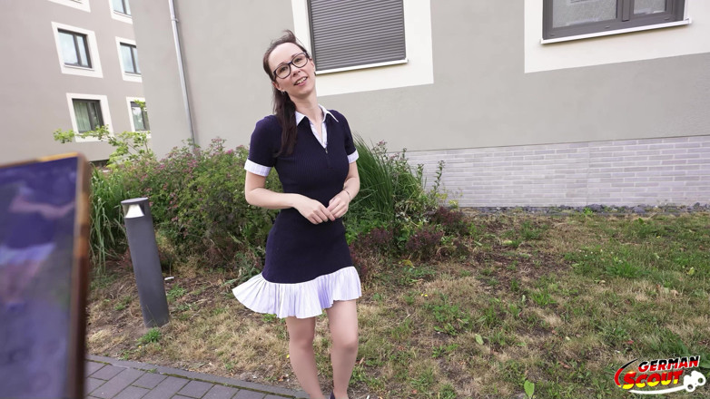 German Scout: German Scout - Slim and Shy German Glasses Student Girl Ronya...