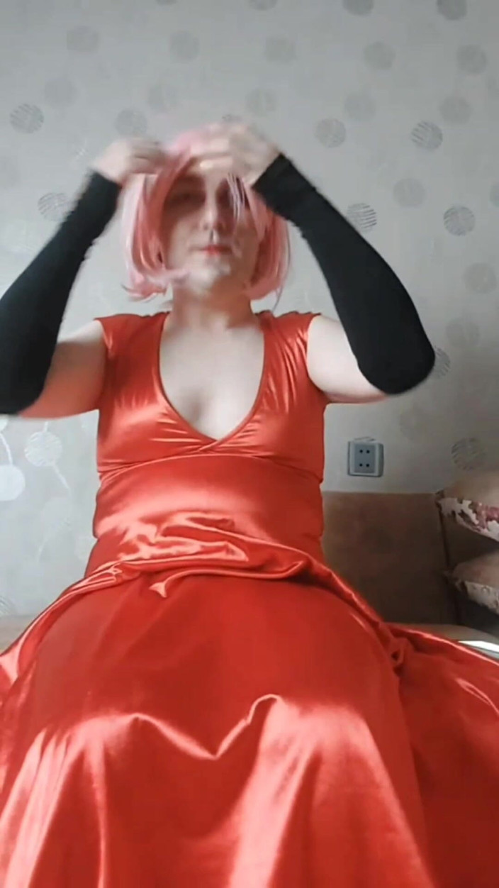 Kitty_Cross: Red Long Dressed Pretty White Femboy