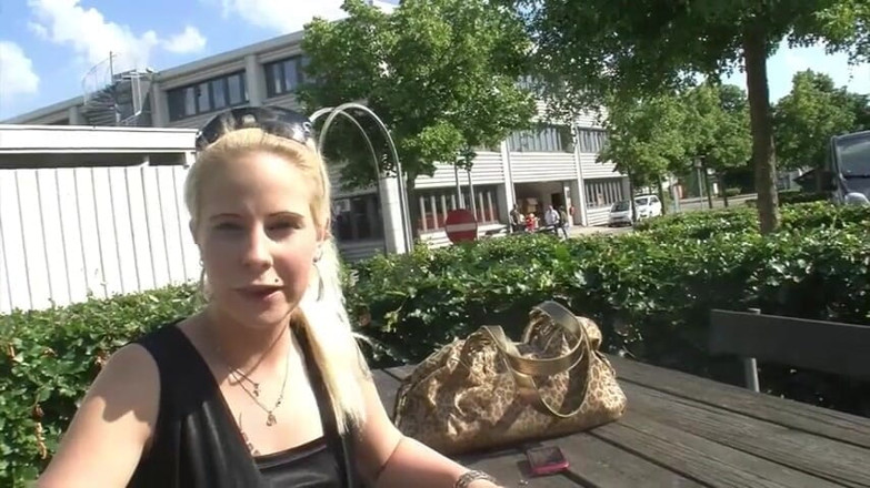 Toy Sluts: Solo play outside with her golden vibrator